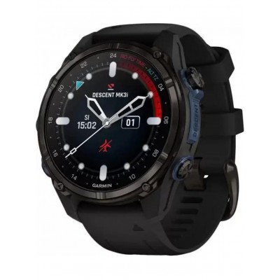 Умные часы Garmin Descent Mk3i 43мм (карбоново-серый титан, с черным силиконовым ремешком) купить