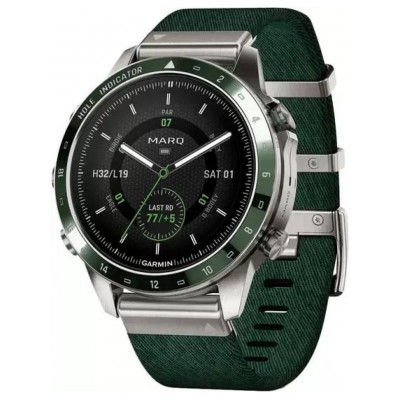 Умные часы Garmin MARQ Golfer Gen 2 (титановый/темно-зеленый, с темно-зеленым нейлоновым ремешком) купить