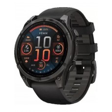 Умные часы Garmin Fenix 8 Sapphire, Titanium 47мм (угольно-черный DLC, пепельно-черный силиконовый ремешок)