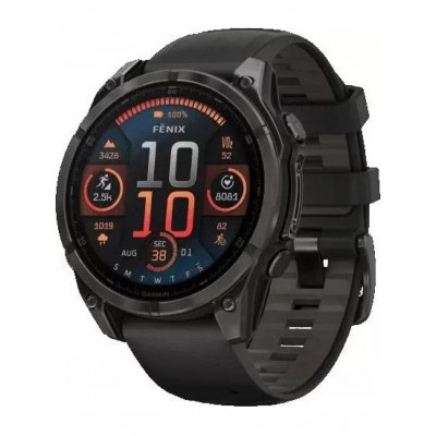 Умные часы Garmin Fenix 8 Sapphire, Titanium 47мм (угольно-черный DLC, пепельно-черный силиконовый ремешок) купить