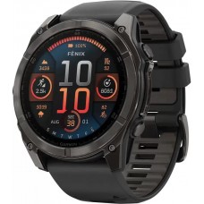 Умные часы Garmin Fenix 8 Sapphire 51мм (угольно-серый DLC, пепельно-черный силиконовый ремешок)