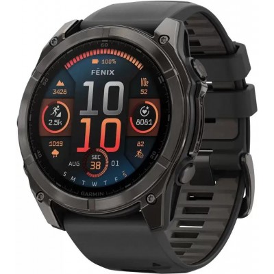 Умные часы Garmin Fenix 8 Sapphire 51мм (угольно-серый DLC, пепельно-черный силиконовый ремешок) купить