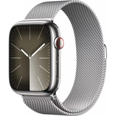 Apple Watch Series 9 LTE 45 мм (корпус из нержавеющей стали, серебристый/миланский серебристый) купить