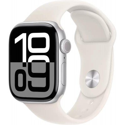 Умные часы Apple Watch Series 10 42 мм (алюминиевый корпус, серебристый/светло-персиковый, спортивный силиконовый ремешок M/L) купить