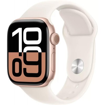 Умные часы Apple Watch Series 10 42 мм (алюминиевый корпус, розовое золото/звездный свет, спортивный силиконовый ремешок S/M) купить