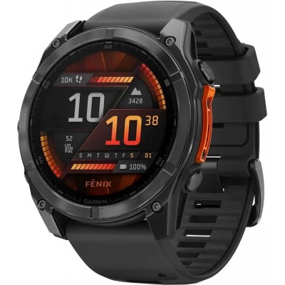 Умные часы Garmin Fenix 8 51мм (серый, черный силиконовый ремешок) купить