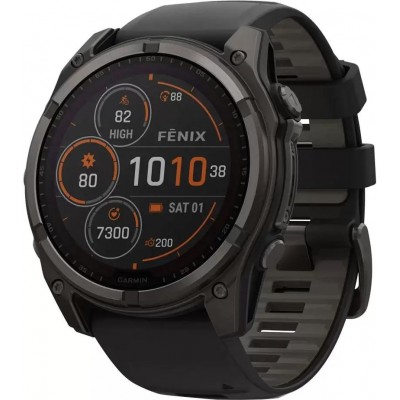 Умные часы Garmin Fenix 8 Solar, Sapphire 47мм (титановый угольно-серый DLC с черным ремешком) купить