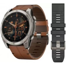 Умные часы Garmin Fenix 8 Sapphire 51мм (титановый, каштановый кожаный ремешок)