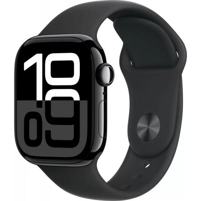 Умные часы Apple Watch Series 10 46 мм (алюминиевый корпус, черный/черный, спортивный силиконовый ремешок S/M) купить