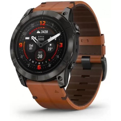 Умные часы Garmin Epix Pro Gen 2 Sapphire 51 мм (карбоново-серый титан/каштановый, с кожаным и силиконовым ремешками) купить