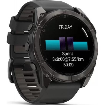 Умные часы Garmin Fenix 8 Sapphire 51мм (угольно-серый DLC, пепельно-черный силиконовый ремешок) купить