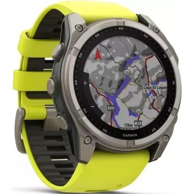 Умные часы Garmin Fenix 8 Solar, Sapphire 51мм (титановый, желтый силиконовый ремешок) купить