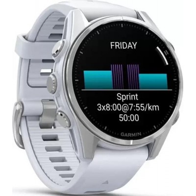 Умные часы Garmin Fenix 8 43мм (серебристый, белый ремешок) купить