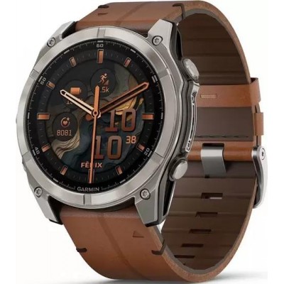 Умные часы Garmin Fenix 8 Sapphire 51мм (титановый, каштановый кожаный ремешок) купить