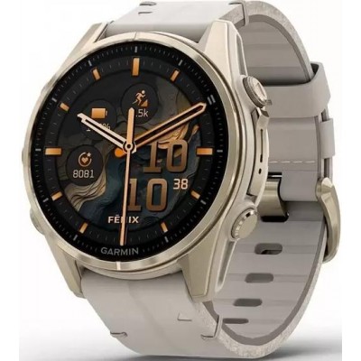 Умные часы Garmin Fenix 8 Sapphire 43мм (золотистый, серый кожаный ремешок) купить