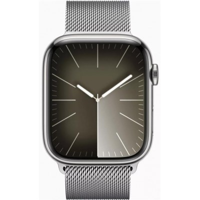 Apple Watch Series 9 LTE 45 мм (корпус из нержавеющей стали, серебристый/миланский серебристый) купить