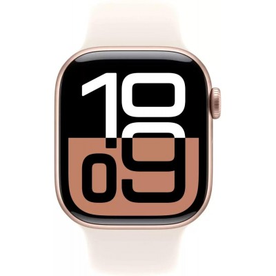 Умные часы Apple Watch Series 10 42 мм (алюминиевый корпус, розовое золото/звездный свет, спортивный силиконовый ремешок S/M) купить