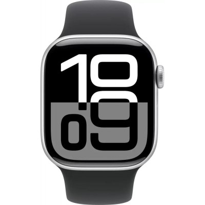 Умные часы Apple Watch Series 10 46 мм (алюминиевый корпус, серебристый/черный, спортивный силиконовый ремешок S/M) купить