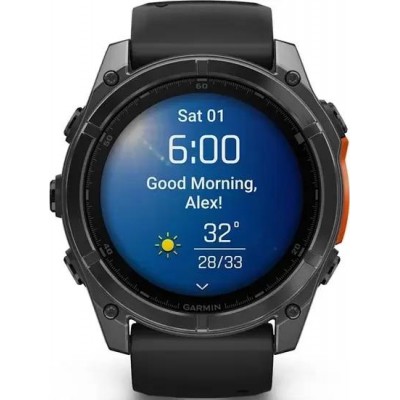 Умные часы Garmin Fenix 8 51мм (серый, черный силиконовый ремешок) купить