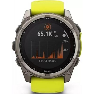 Умные часы Garmin Fenix 8 Solar, Sapphire 47мм (титановый, желтый силиконовый ремешок) купить