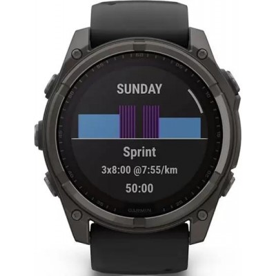Умные часы Garmin Fenix 8 Solar, Sapphire 47мм (титановый угольно-серый DLC с черным ремешком) купить