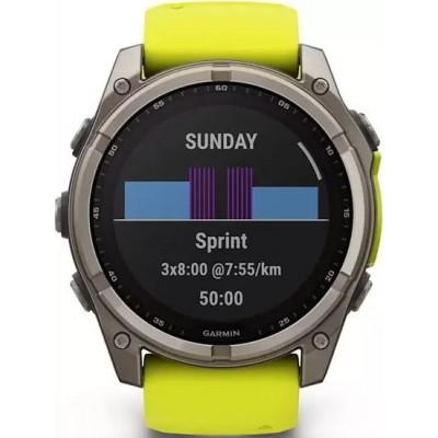 Умные часы Garmin Fenix 8 Solar, Sapphire 51мм (титановый, желтый силиконовый ремешок) купить