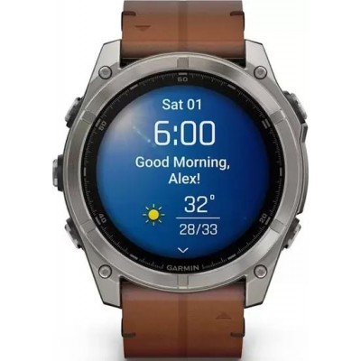 Умные часы Garmin Fenix 8 Sapphire 51мм (титановый, каштановый кожаный ремешок) купить