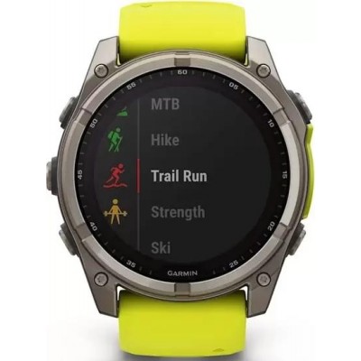 Умные часы Garmin Fenix 8 Solar, Sapphire 51мм (титановый, желтый силиконовый ремешок) купить