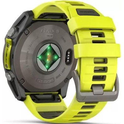 Умные часы Garmin Fenix 8 Solar, Sapphire 51мм (титановый, желтый силиконовый ремешок) купить