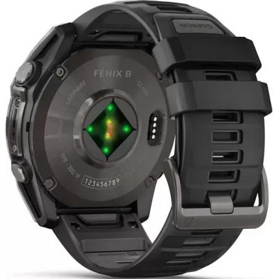 Умные часы Garmin Fenix 8 Sapphire 51мм (угольно-серый DLC, пепельно-черный силиконовый ремешок) купить