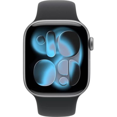 Умные часы Apple Watch Series 11 42 мм (алюминиевый корпус, космический серый/черный, спортивный силиконовый ремешок M/L) купить