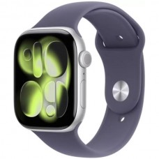 Умные часы Apple Watch Series 11 42 мм (алюминиевый корпус, серебристый/фиолетовый, спортивный силиконовый ремешок S/M)