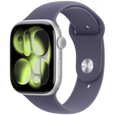 Умные часы Apple Watch Series 11 46 мм (алюминиевый корпус, серебристый/фиолетовый, спортивный силиконовый ремешок M/L) купить